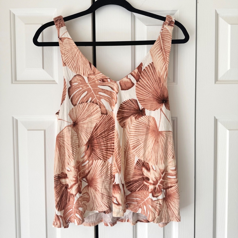 Soma Cool Nights Sleep Chemise Tropical Palm Leaf Print Nightgown Terracotta L - Picture 2 of 3